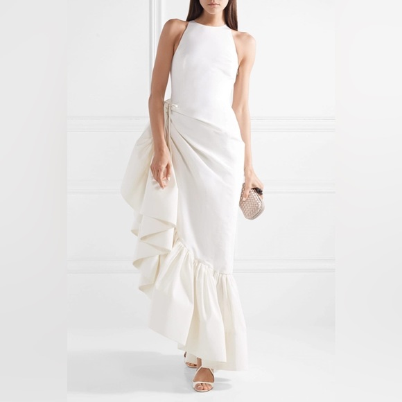 Rosie Assoulin Whoopsy Daisy Wedding Dress Ruffle Skirt Silk Faille - Picture 4 of 12